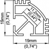 Profil pro moduly LED matná úhlové L: 1m hliník 45°