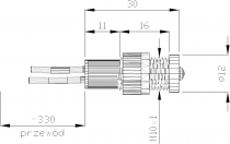 Kontrolka: LED vydutá 220VDC Ø11mm IP40 vodiče 300mm plast
