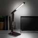 LED stolní lampička s displayem, 9W, volba teploty světla, kůže, hnědá