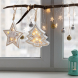 LED vánoční hvězda, dřevěný dekor, 6LED, teplá bílá, 2x AAA