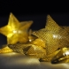 LED řetěz vánoční hvězdy zlaté, 10LED řetěz, 1m, zlatá barva, 2x AA, IP20 