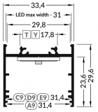 Profil pro moduly LED přisazené černá L: 1m hliník eloxované