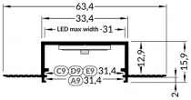 Profil pro moduly LED zapuštěné přírodní L: 1m hliník