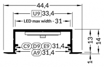 Profil pro moduly LED zapuštěné přírodní L: 1m hliník
