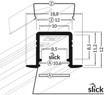 Profil pro moduly LED mléčná zapuštěné černá L: 1m hliník