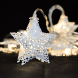 LED řetěz vánoční hvězdy, kovové, bílé, 10LED, 1m, 2x AA, IP20 