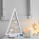  LED dřevěný vánoční stromek s ozdobami, 15LED, přírodní dřevo, 37cm, 2x AA
