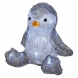LED vánoční tučňák, 20cm, 3× AA, vnitřní, studená bílá, čas.