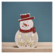 LED vánoční sněhulák dřevěný, 30 cm, 2x AAA, vnitřní, teplá bílá, časovač