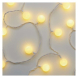 LED světelný cherry řetěz – kuličky 2,5 cm, 4 m, venkovní i vnitřní, teplá bílá, časovač