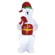 LED lední medvěd s vánočním dárkem, nafukovací, 240 cm, venkovní i vnitřní, studená bílá