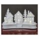 LED dekorace dřevěná bílá – vesnička, 16 cm, 2x AA, vnitřní, teplá bílá, časovač