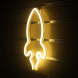ACA DECOR Neonová lampička - Raketa, žlutá barva