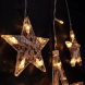 LED venkovní vánoční závěs, hvězdy, šíře 3m, 123LED, IP44, 3xAA, teplá bílá