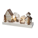 LED vánoční vesnička, 34x17cm, dřevo, 4 LED, 2x AA