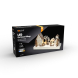 LED vánoční vesnička, 34x17cm, dřevo, 4 LED, 2x AA