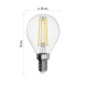 LED žárovka Filament Mini Globe 6W E14 teplá bílá