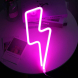 Neonová lampička - Blesk, 3x AA baterie/USB kabel, IP20, růžová barva