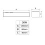 Přisazené svítidlo BAGON B120 36W 120cm - Studená bílá