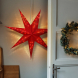  LED vánoční hvězda červená, závěsná, 60cm, 20x LED, 2x AA