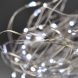  vánoční řetěz stříbrný, 50x mini LED, 5m, 3 x AA, studené světlo
