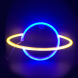 Neonová lampička - Saturn, 3x AA baterie/USB kabel, IP20, modrá + žlutá barva