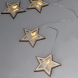 Solight LED vánoční řetěz hvězdy, 10x LED, dřevo, 1,5m, 2x AA