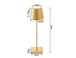 Stolní lampa, 3-úrovňová dotyková lampa, bezdrátová USB, zlatá