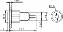 Kontrolka: LED plochá oranžová 12VDC Ø8mm IP67 pájecí mosaz