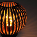 Kovová kulatá lucerna se žárovkou micro LED, teplá bílá, měděná, 3xAA, 19cm