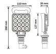 LED světlo hranaté, bílé/oranžové, 16x3W/16x1W, na hrot, ECE R10