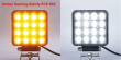 LED světlo hranaté, bílé/oranžové, 16x3W/16x1W, na hrot, ECE R10