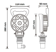 LED světlo kulaté, bílé/oranžové, 9x3W/9x1W, ø114mm, na hrot, ECE R10
