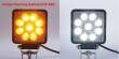 LED světlo hranaté, bílé/oranžové, 9x3W/9x1W, 117x117mm, ECE R10