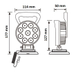 LED světlo kulaté, bílé, 9x3W, ø114mm, magnet, ECE R10