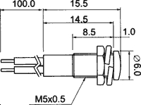 Kontrolka: LED plochá 12VDC Otv: Ø5,2mm IP40 polykarbonát
