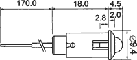 Kontrolka: LED vypouklá 12VDC Otv: Ø8,2mm IP40 polyamid