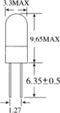 Žárovka: miniaturní BI-PIN 12VDC 60mA Baňka: T1 průměr: 3,3mm 10000h