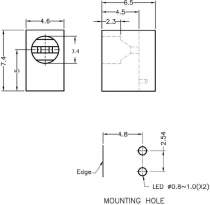 Objímka diody LED 3mm polyamid úhlová černá UL94V-2 H: 7,4mm