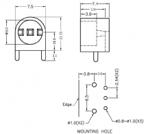 Objímka diody LED 5mm polyamid úhlová 3 PIN přírodní UL94V-2