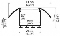 Profil pro moduly LED průhledný zapuštěné L: 1m hliník