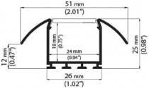 Profil pro moduly LED průhledný zapuštěné L: 2m hliník
