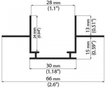Profil pro moduly LED zapuštěné L: 1m hliník Vnitř.šíř: 24mm