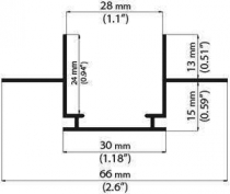 Profil pro moduly LED zapuštěné L: 2m hliník Vnitř.šíř: 24mm