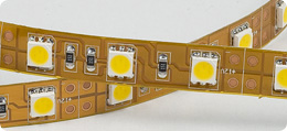 LED pásek 24V 5050-060 - nevoděodolný, hnědé PCB, teple bílý 5m