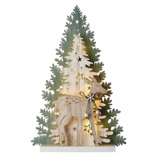LED vánoční stromek, 23cm, 2× AA, vnitřní, teplá bílá, čas.