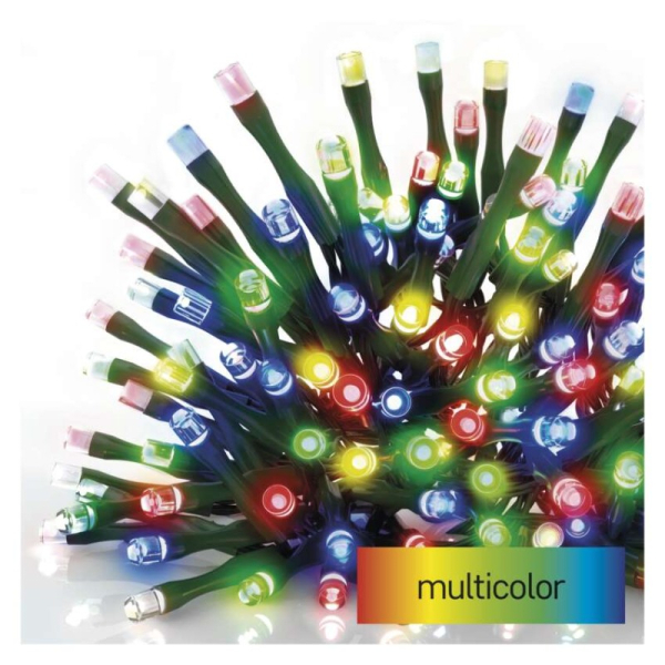 LED vánoční řetěz, 12 m, venkovní i vnitřní, multicolor, programy, časovač