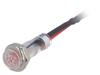 Kontrolka: LED plochá červená 24VDC Ø5,2mm IP40 vodiče 100mm