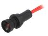 Kontrolka: LED vydutá červená 230VAC Ø10mm IP20 vodiče 300mm