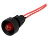 Kontrolka: LED vydutá červená 230VAC Ø13mm IP20 vodiče 300mm